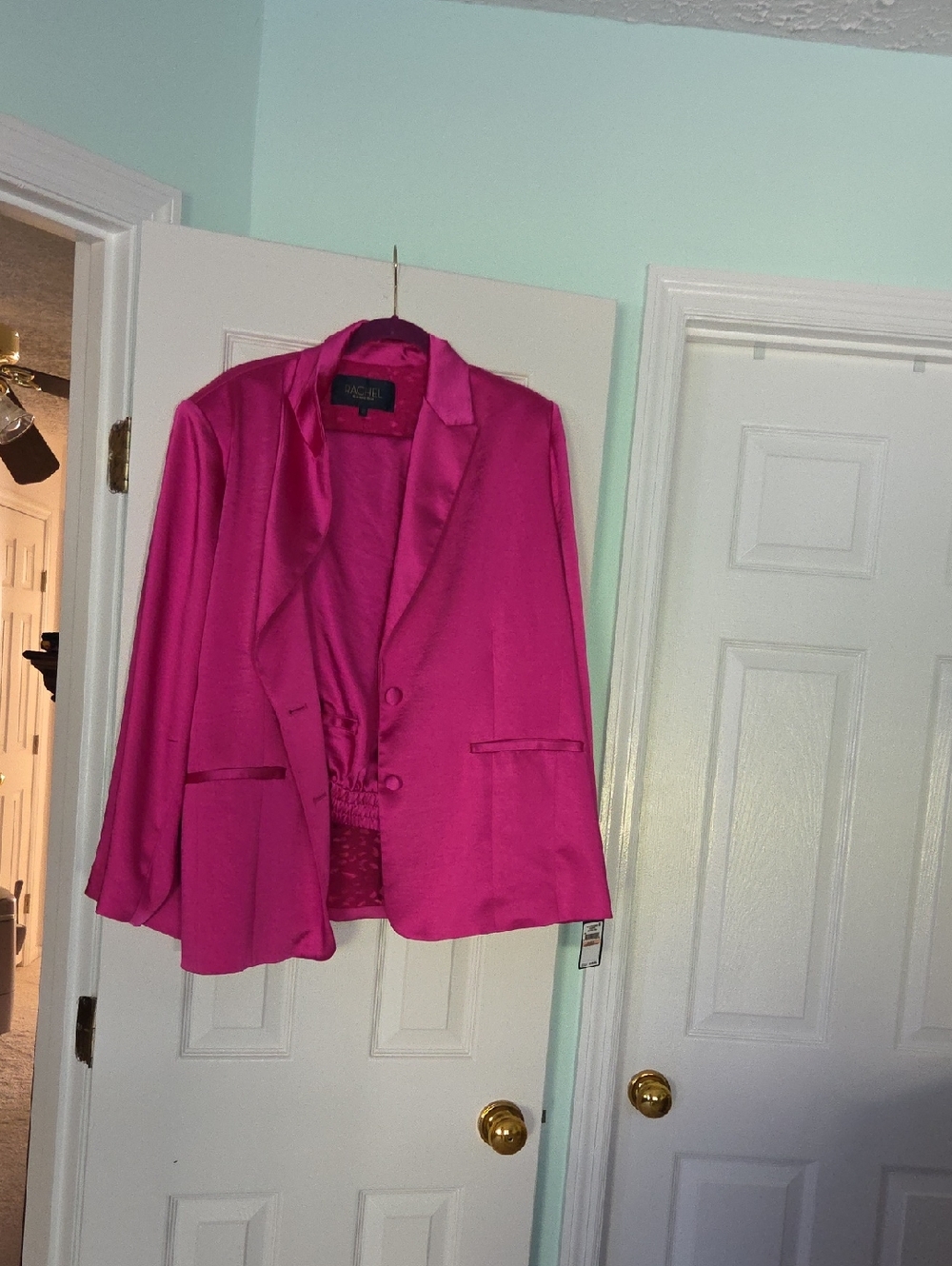 RACHEL Rachel Roy Fuchsia Satin Blazer